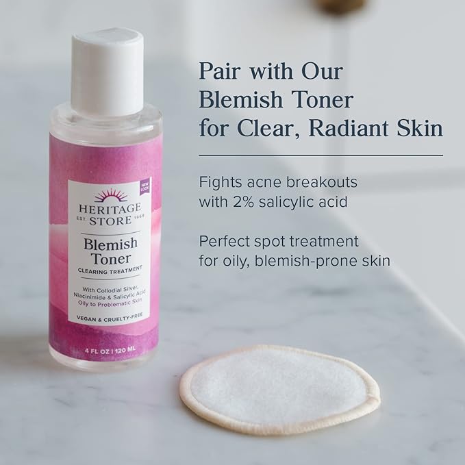 HERITAGE STORE Rosewater & Vinegar - Exfoliating Toner with Apple Cider Vinegar - Oily to Combination Skin - Refreshing Facial Mist Cleans, Refines Pores and Clarifies Skin Hypoallergenic, Vegan, 8oz