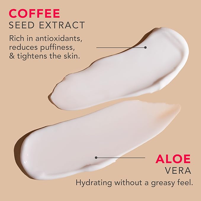 Beauty by Earth Caffeine Eye Cream for Puffiness & Bags Under Eyes - USA Made with Natural & Organic Ingredients, Under Eye Cream for Dark Circles with Glycerin & Vitamin E, Brightens & Refreshes