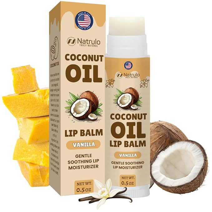 Coconut Lip Balm – Hydrating Lip Balm for Dry Cracked Lips – Natural Chapstick with Coconut Oil & Beeswax – Lip Repair for Extremely Dry Lips – Moisturizing Lip Care for Men Women & Kids – Made in USA