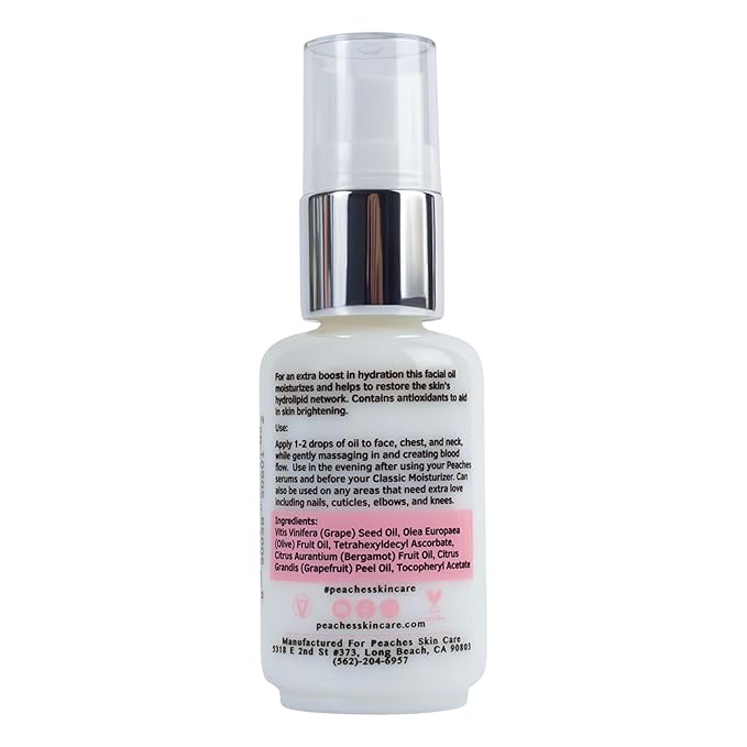 Peaches Skin Care Renew Facial Oil – Squalene-Rich Olive Oil for Face with Vitamin C and E – Nourishing Formula for Balanced, Smoother-Looking Skin – 1 oz