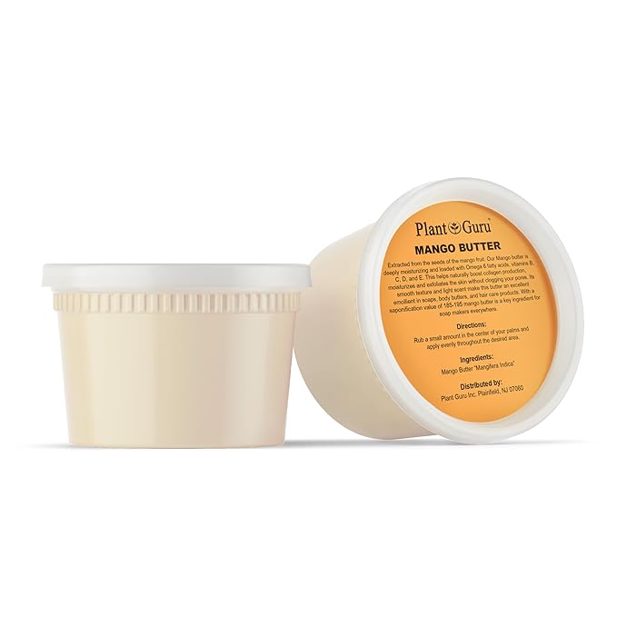 Plant Guru Raw Mango Butter 16 oz. / 1 lb. - 100% Pure Natural Unrefined - Great for Skin, and Hair Growth. DIY Soap Making, Body Butters, Lotions and Creams.