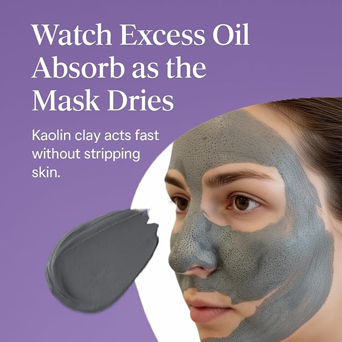 Kaolin Clay Face Mask for Oily Skin – Deep Pore Cleanser, Oil Control & Detox, Natural Clay Facial Mask for Women & Men – Hydrating & Softening Skincare Treatment
