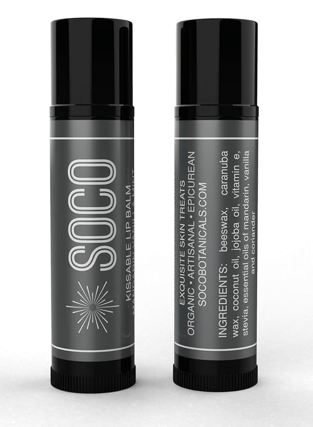 Organic Lip Balm - Natural Moisturizer Treatment Repair for Dry & Chapped Lips for Men, Women, Gifts with Shea Butter, Beeswax, Stevia, Coconut Oil, Vitamin E & Pure Essential Oils