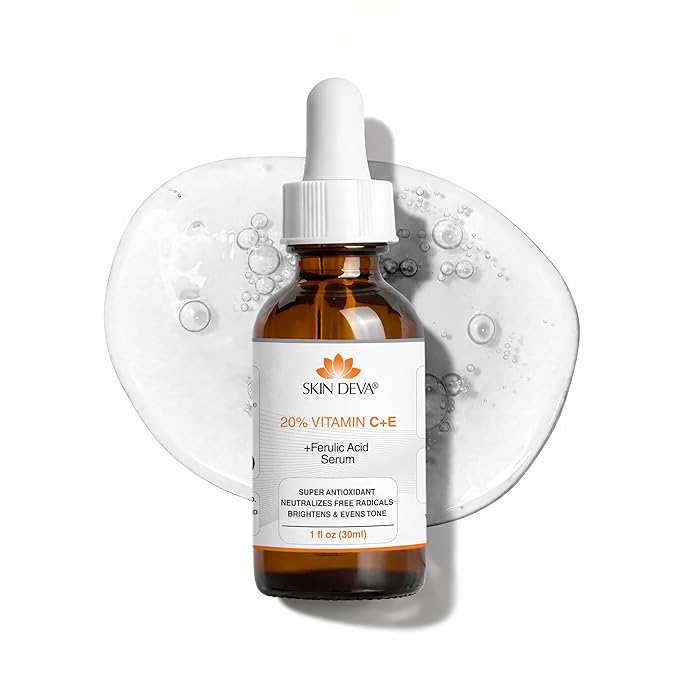 Skin Deva 20% Vitamin C Serum Anti Aging Face Serum with Hyaluronic Acid & Vitamin E – Brightening Formula for Improving Appearance of Dark Spots, Fine Lines & Wrinkles – All Skin Types, 1 fl oz