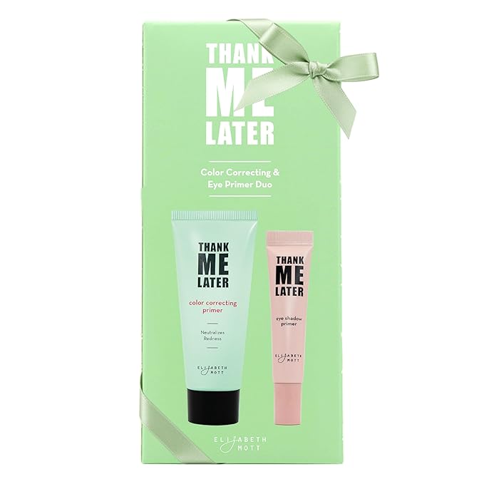Elizabeth Mott Thank Me Later Color Correcting & Eye Primer Duo – Face Primer with Niacinamide for Redness Control & Smooth Makeup Base – Eye Primer for Long-Lasting, Crease-Free Eyeshadow – 30g + 10g