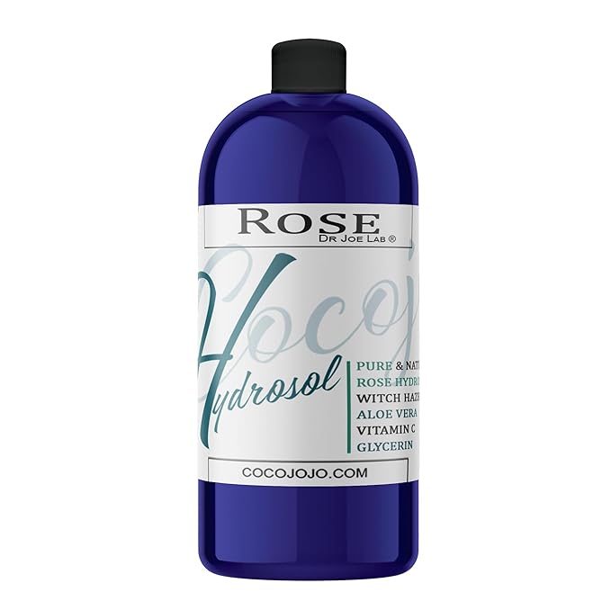 Dr Joe Lab Rose Water Hydrosol, Glycerin, Aloe Vera, Vitamin C & Witch Hazel Mix - Natural, Vegan, Non GMO, Floral, Face, Hair- 32 oz - Hydrating, Cleansing, Toning - Packaging May Vary