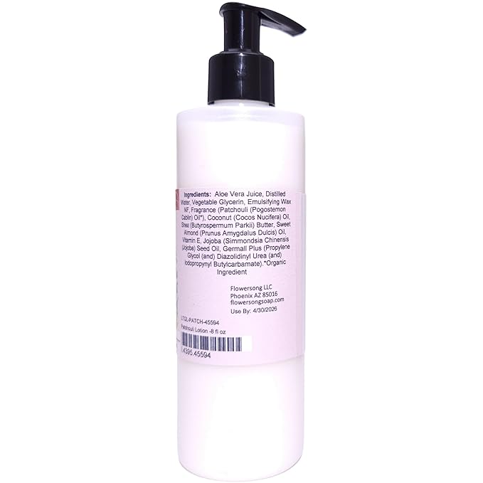 Blossom to Bath Patchouli Lotion (8 Ounce) - Pure Essential Oil Fragrance - Absorbs Quickly with a Woodsy Exotic Scent