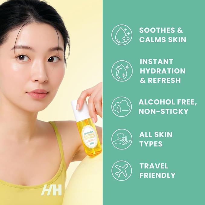 Handmade Heroes Sip The Tea Calming Face Mist Serum – Hydrating Facial Spray with Chamomile, Jasmine & Hyaluronic Acid – Vegan, Alcohol Free Formula for Dewy, Refreshed Skin – 2.2 fl oz