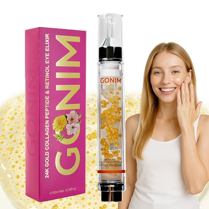 GONIM Eye Serum with Caffeine, Niacinamide, Collagen Peptides & Retinol Eye Cream for Fine Lines, Dark Circles and Puffiness, Anti Aging, Reduce Wrinkles, Uneven Skin Tone, Hydrating Gel Base,10ml
