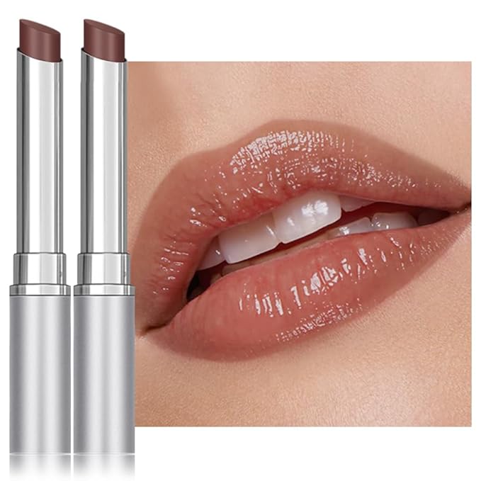 FeiCuiYun 2Pcs Nude Brown Honey Tinted Lip Stain Lip Balm Lip Gloss Lipstick, Sheer Hydrating Lip Stains Tint, Moisturizing Lip Color for All Skin Tones, Nourishing Lip Balm with Natural Black Cherry