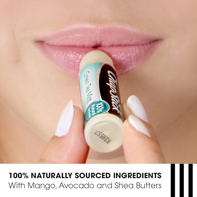 ChapStick Green Tea Mint 100 Percent Natural Ingredients Lip Butter, Moisturizing Lip Balm - 0.15 Oz
