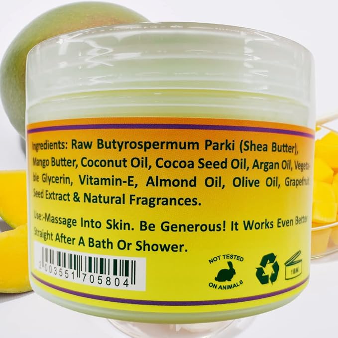 Mine Botanicals Whipped Body Butter with Mango Butter 8 oz, Moisturizing, Nourishing