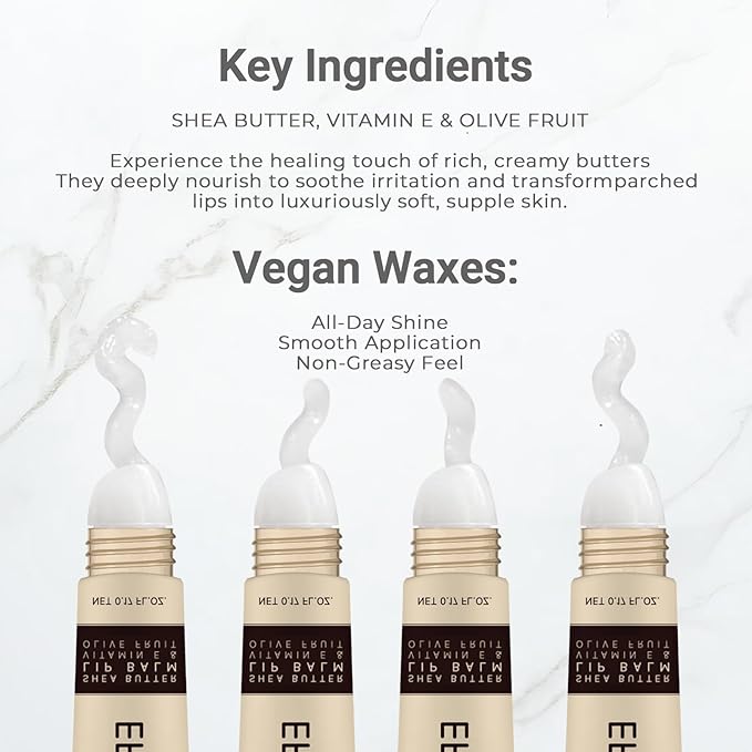 6 Pack Shea Butter Lip Balm, Moisturizing Lip Care Christmas Gifts for All Day Hydration, Conditioning with Shea Butter, Vitamin E & Olive Fruit, Vegan & Cruelty-Free (0.17 fl oz)