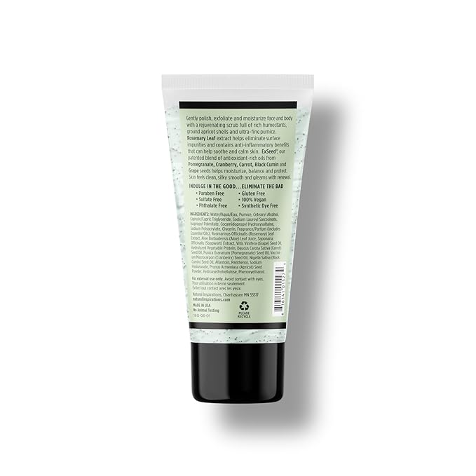 Natural Inspirations Eucalyptus Rosemary Mint Exfoliating Face + Body Scrub 6oz