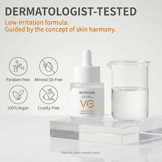 Vitamin C&E Serum for Face, With Hyaluronic Acid, Centella, BHA & Peptides, Gentle Brightening Dark Spot Skincare for Smooth Texture, Anti-Aging Booster for Fine Lines & Hydration, 1 Fl Oz