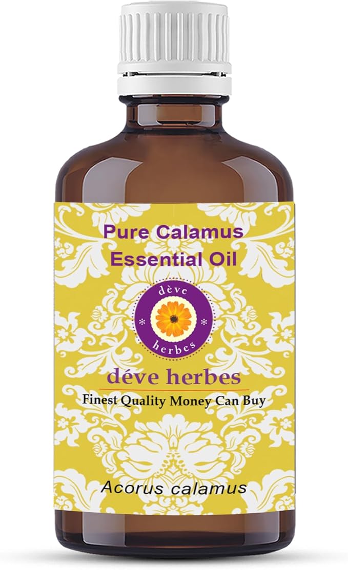 Deve Herbes Pure Calamus Essential Oil (Acorus Calamus) Steam Distilled 100ml (3.38 oz)
