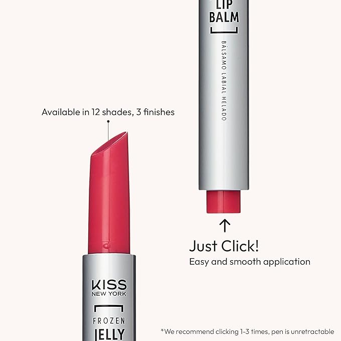 KISS NEW YORK Frozen Jelly Lip Balm Pen, High Shine Lip Gloss for Sheer Tint, Hydrating Melting Lipstick with Hyaluronic Acid, Cooling Effect with Menthol, Non-Sticky & Long Lasting (Soft Cherry)