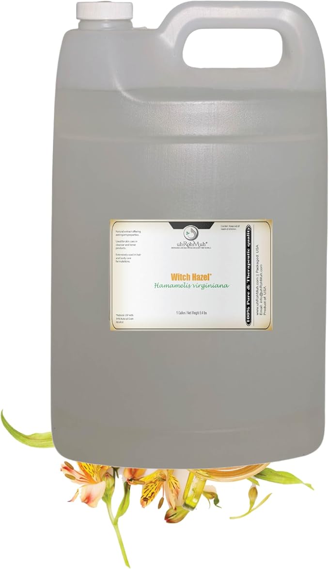 Witch Hazel Natural USP Oil – 100% Pure with 14% Natural Grain Alcohol | Hamamelis Virginiana Extract for Face, Skin, Hair & Wellness | Soothing Properties | 1 Gallon | Net Weight 8.4 lbs