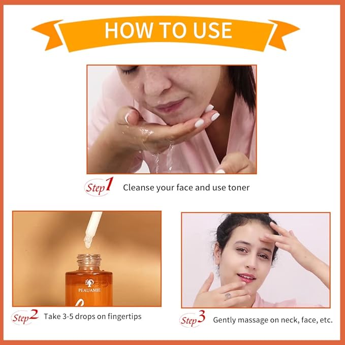 Peauamie Vitamin C Serum for Face Anti Aging with 2% Hyaluronic Acid and 1% Retinol Ferulic Acid,Moisturizer for Fine Lines and Wrinkles 1 Fl Oz x 2 Pack