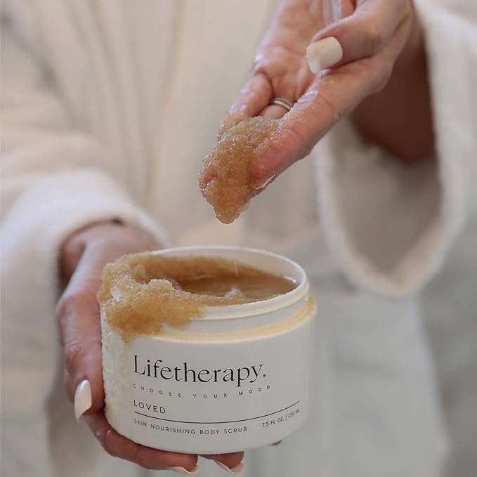 Lifetherapy Skin Nourishing Body Scrub – Loved | Clean, Skin-Loving Formula | Vegan & Gluten Free | Hydrating | Nourishing Vitamins & Minerals | Bath Salts | Thoughtfully Crafted Fragrance 9oz.