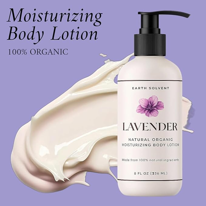 Natural Organic Moisturizing Body Lotion Lightweight & Non-Greasy, Shea Butter Body Lotion Made with All Natural Ingredients | For All Skin Types, Eco-friendly (8oz, Lavender)