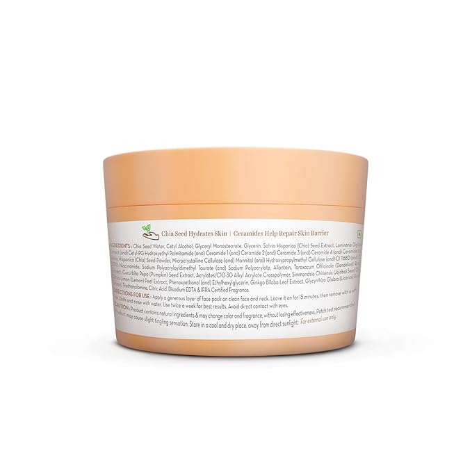 MAMAEARTH Chia Hydra-Calm Face Pack with Chia Seed & Ceramides for Intense Hydration & Skin Barrier Repair – 7.05 Oz (200g) | Soothes, Nourishes & Refreshes Dull Skin | For Men & Women