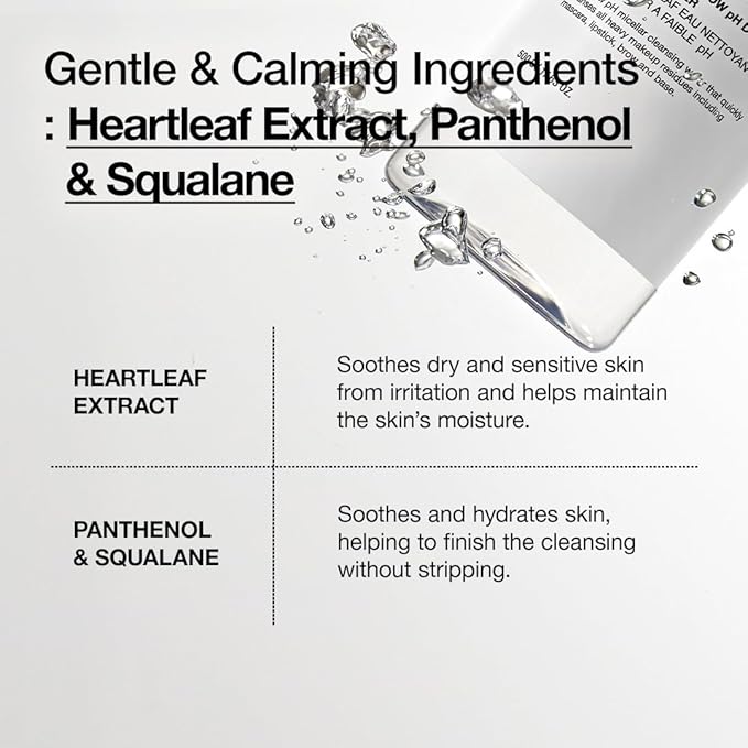 ANUA Heartleaf Low pH Deep Cleansing Water, Micella Water, Panthenol, Squalane, Makeup Remover for Sensitive Skin, Korean Skin Care (500g, 17.63 oz.) (Pack of 2)