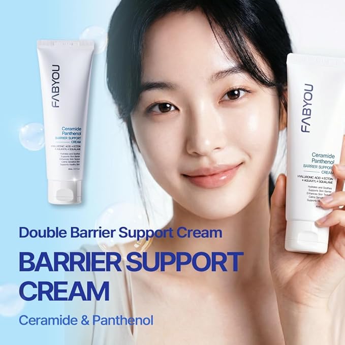 FABYOU Ceramide Panthenol Barrier Support Moisturizer 2.71 fl oz - Long-lasting Hydration & Soothing for Dry & Sensitive Skin, Strengthens Barrier with 8 Types of Hyaluronic Acid, Korean Skincare