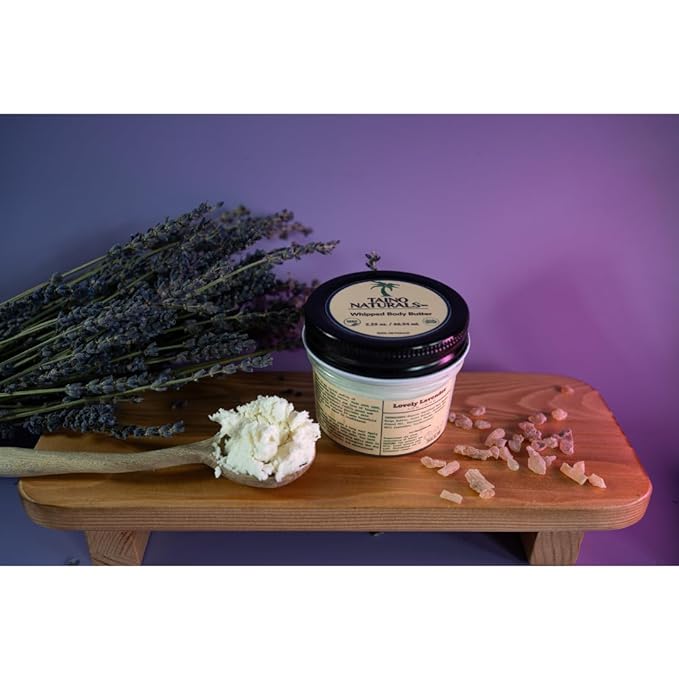Whipped Body Butter – Lovely Lavender – Floral Scent, Shea & Mango Butter – 100% Natural Moisturizer for Dry Skin – 2.25 oz – Glass Jar