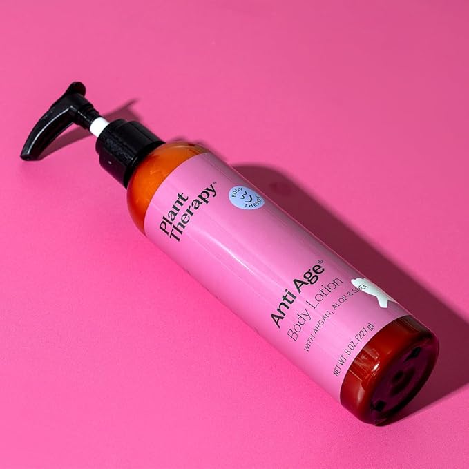 Plant Therapy Anti Age Body Lotion with Argan, Aloe & Shea 8 oz Firms, Smooths, and Deeply Hydrates, Rich in Antioxidants for Age Defense, Aromatherapeutic Blend Nurtures Aging Skin