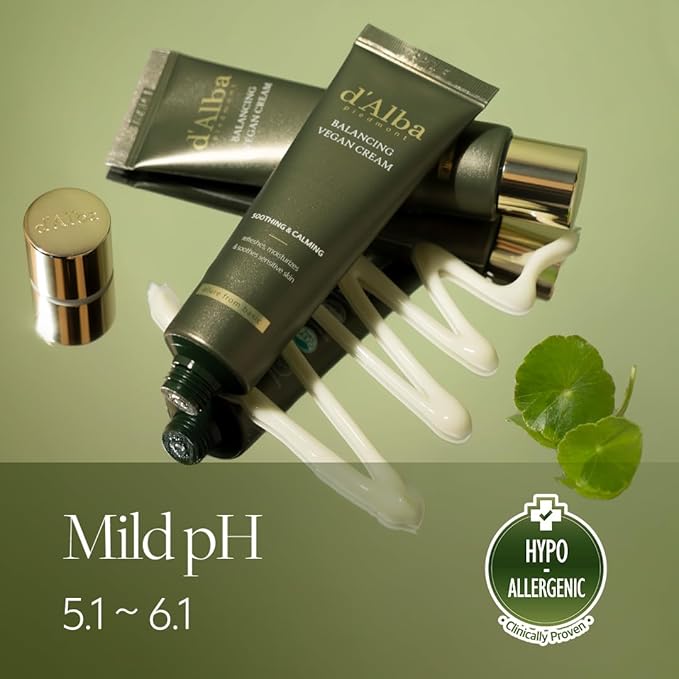 d'alba Piedmont Italian White Truffle Mild Skin Balancing Vegan Cream, Hydrating and Gentle Moisturizer, Mild pH Balancing Cream with White Truffles for Sensitive Skin, Watery Lightweight Texture