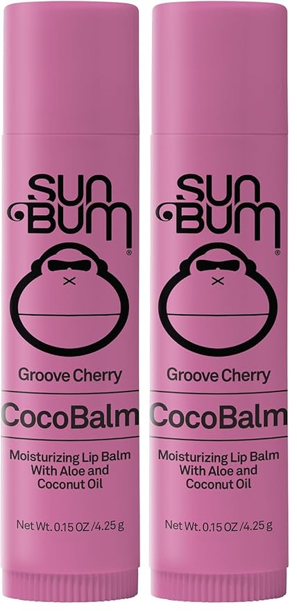 Sun Bum Cocobalm Groove Cherry - Hydrating Lip Balm With Coconut Oil and Aloe Vera - 0.15 oz Stick (Pack of 2)
