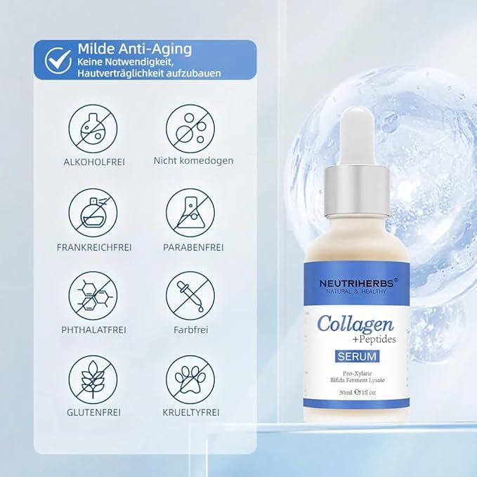 Neutriherbs Collagen Peptide Serum, Collagen Booster To Firm, Lift Facial Skin, Anti Aging Serum Helps Reduce Fine Lines & Wrinkles,Improve Skin Elasticity - 1fl oz