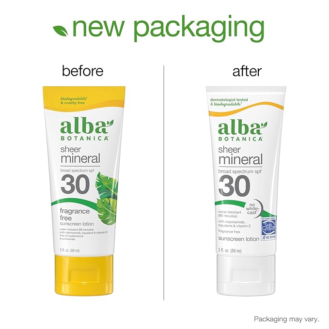 Alba Botanica Sunscreen Lotion, Sensitive Mineral, SPF 30, Fragrance Free, 3 oz (Pack of 2)