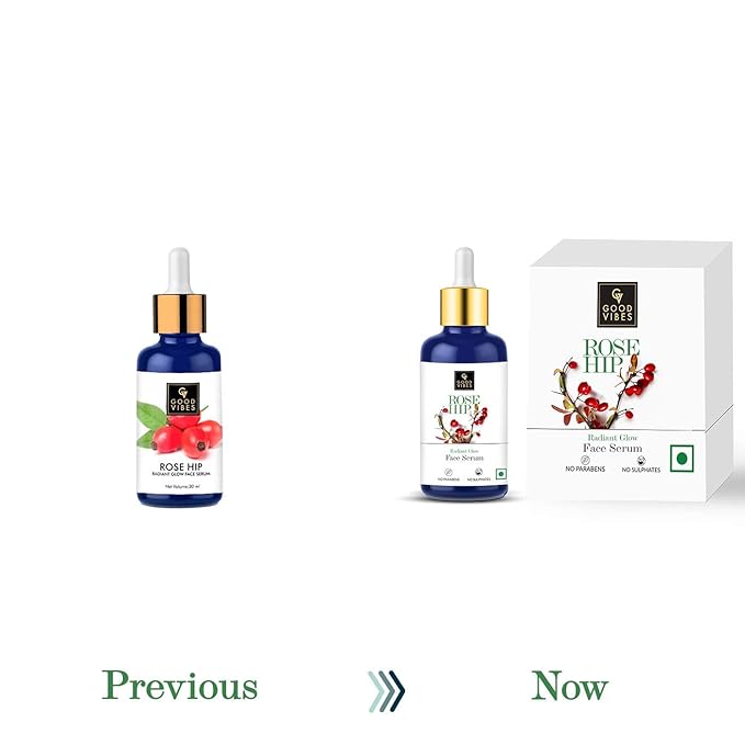 Good Vibes Rosehip Face Serum | Radiant Glow Formula for Clear, Smooth Skin | Hydrating Anti-Aging Facial Serum with Vitamin A & C | No Parabens, No Sulphates | All Skin Types | 1.01 Fl Oz (30ml)