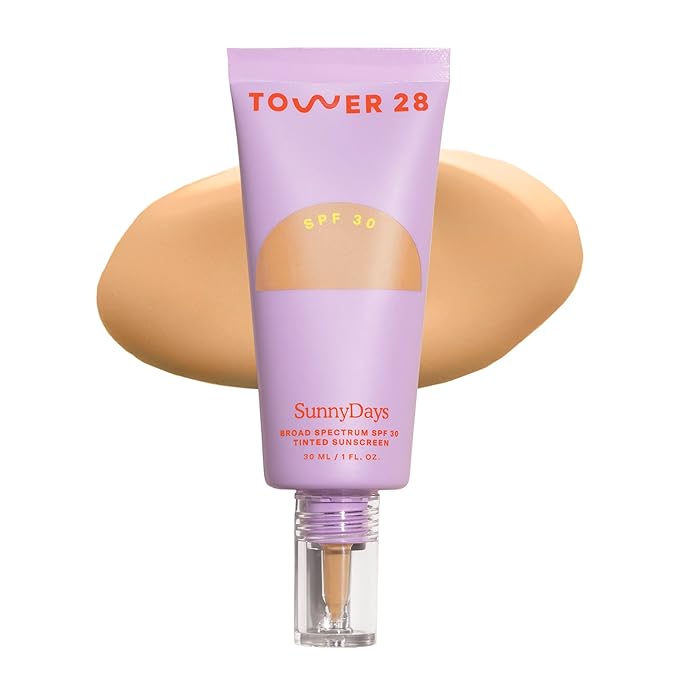 Tower 28 SunnyDays SPF 30 Tinted Moisturizer - 2-in-1 Buildable Coverage Foundation + Mineral Sunscreen for Face - Zinc Oxide, Aloe & Prickly Pear for Sensitive Skin - 20 Light/Golden Neutral (1 oz)