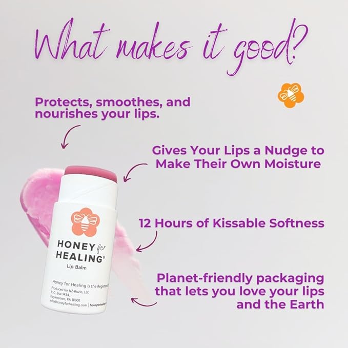 Manuka Honey Lip Balm 15+ UMF – Ultra-Hydrating Formula with Beeswax, Castor Oil & Organic Coconut Oil | 12+ Hour Moisture | Eco-Friendly Recyclable Tube | 0.25 oz / 7 g (Soft Plum)