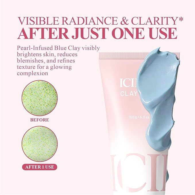 Deep Cleansing Blue Clay Face Mask, with Pearl Peptide & Radiance Mud, 5.3 oz Large Size – Hydrating Mud Mask with Brush, Zero Pore Blackhead Mud Facial Mask for All Skin Types