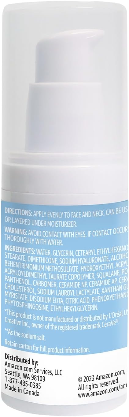 Amazon Basics Hydrating Hyaluronic Acid Serum with Essential Ceramides and Vitamin B, 1 Fluid Ounce