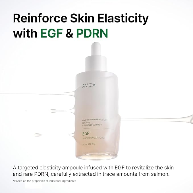 AVCA EGF & PDRN Lifting Serum 100ml(3.38 fl. oz) – Firming & Elasticity Support with Hydrolyzed Collagen + Panthenol, Improves Look of Fine Lines, K-Beauty
