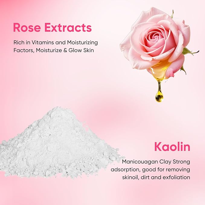 Clay Mud Face Mask for Women,Rose Dead Sea Mud Facial Mask Skincare,Deeping Cleansing,Oil Control,Hydrating Face Cleaning Clay Masks for All Skin Types (4.2OZ)