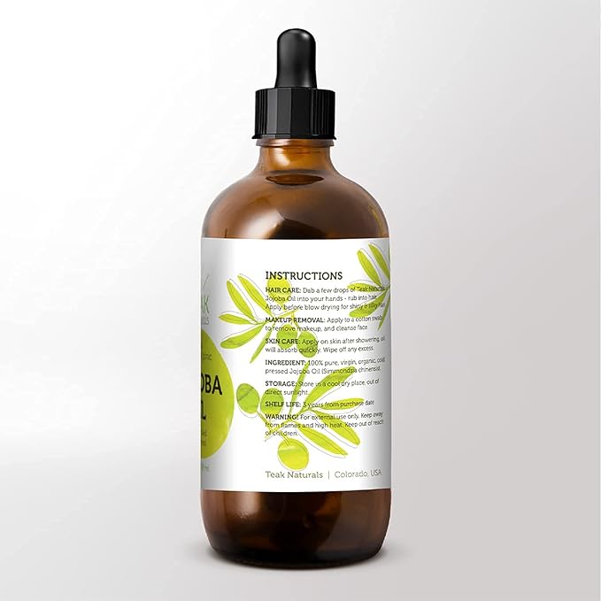 Cold Pressed Organic Jojoba Oil - Natural Unrefined Pure Jojoba Oil Moisturizer for Skin Hair and Nails - 4 Ounces