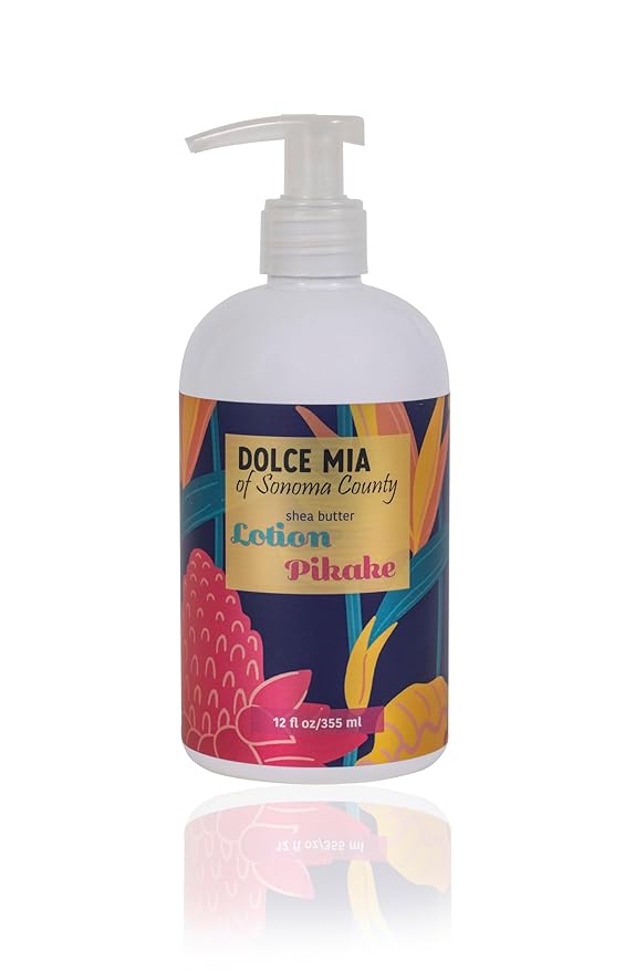 Dolce Mia | Shea Butter Lotion | Pikake | Organic Botanicals | Hypoalergenic | Vegan and Cruelty Free | 12 oz