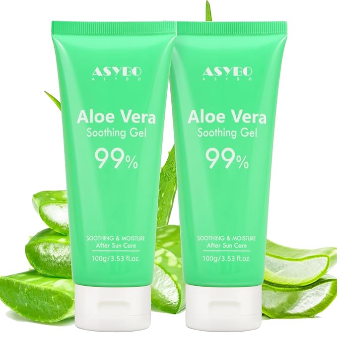 100x2 ML Aloe Vera Gel – 99% Organic Pure Aloe Vera Hydrating Face & Body Moisturizer, Natural Aloe Cream for Dry Skin, Sunburn, Acne, Soothing & Moisturizing for Face Body Hair