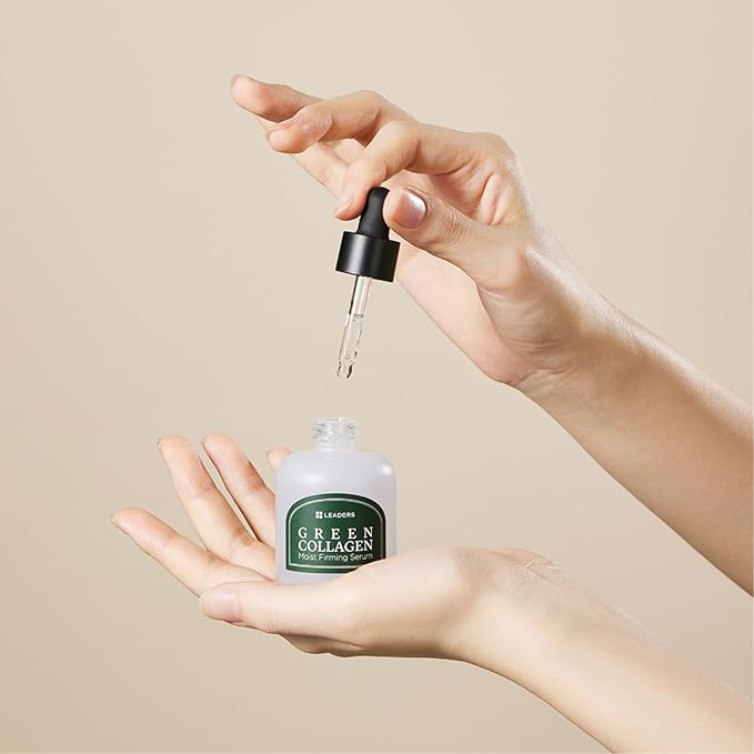 Leaders Green Collagen Moist Firming Serum – Vegan Plant-Powered Anti-Aging, Skin Firming, Hydration, Improves Elasticity, Repairs Skin Barrier, Phyto-Lacto Collagen, Suitable for Sensitive Skin 30ml