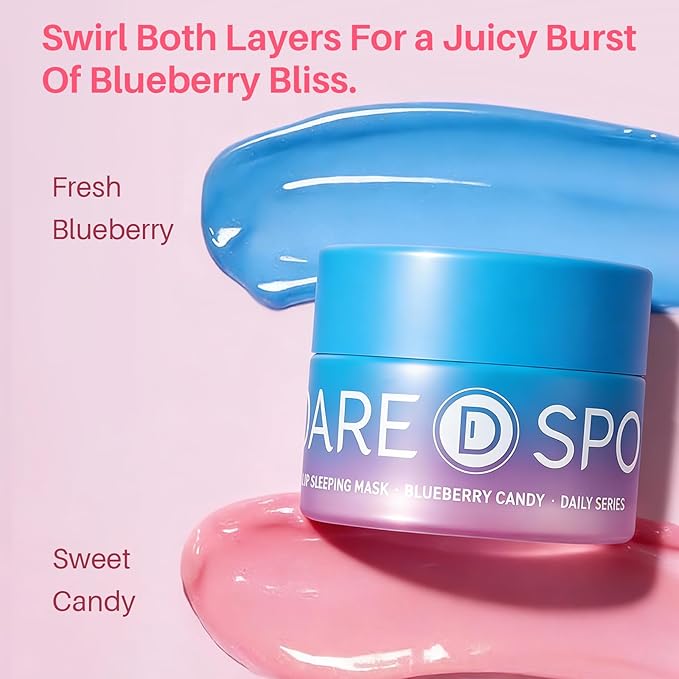 SPODARE Blueberry Lip Mask Overnight, Swirl Lip Sleeping Mask for Dry Cracked Lips Care, Dual-Color Lips Balm for Nourishing and Softening Lips and Reduce Fine Lines