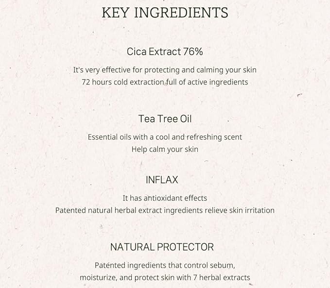 THE PLANT BASE AC Clear Moisture Cica Cream - 73% Centella Asiatica Leaf Water, Soothing Face Moisturizer for Sensitive Skin, Non-Greasy & Fast Absorbing (2.02 fl.oz)