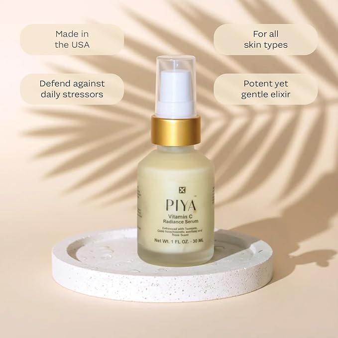 PIYA Vitamin C Radiance Serum – Brightening Face Serum for Glow & Smooth Skin with Vitamin C, Botanical Extracts & Hydrating Ingredients (Pack of 3)