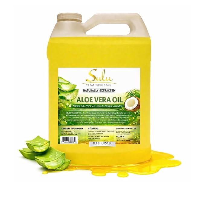 SULU ORGANICS Pure Cold Pressed Unrefined Natural Aloe Vera Oil (64 oz)