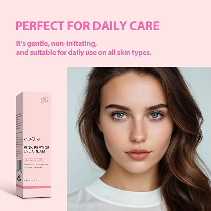 Pink Peptide Eye Serum with Retinol &Sodium Hyaluronate - Anti-Aging Eye Cream for Dark Circles, Puffiness & Wrinkles For All Skin Types 30mL
